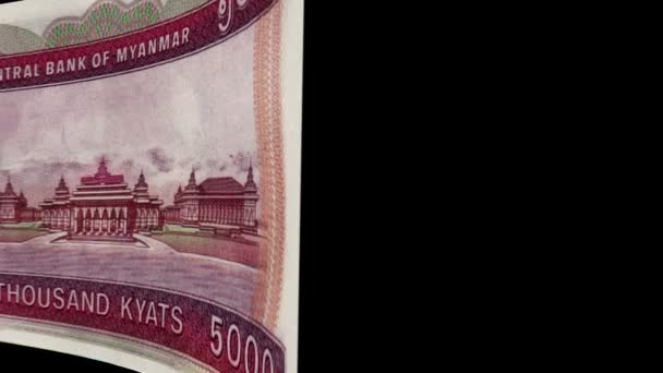 Burma-Mianmar bankjegy ablaktörlő — Stock videók