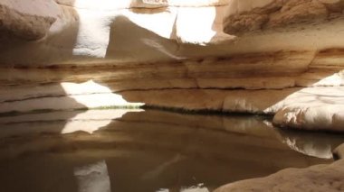 Ani sel içinde çöl Nahal Zin Negev doğal görünümünü