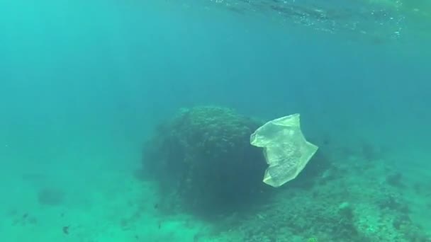 Plastiktüte unter Wasser — Stockvideo