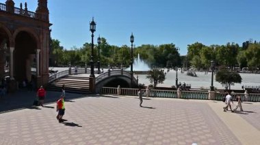 Seville, İspanya - 25 Eylül 2025 - Plaza de Espaa, Seville, İspanya