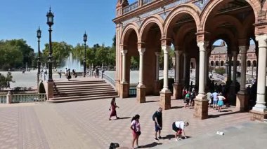 Seville, İspanya - 25 Eylül 2025 - Plaza de Espaa, Seville, İspanya