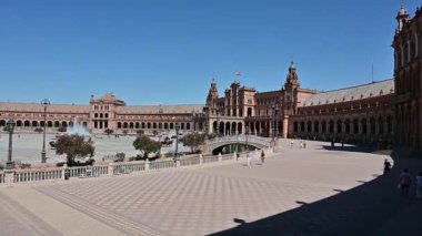 Seville, İspanya - 25 Eylül 2025 - Plaza de Espaa, Seville, İspanya