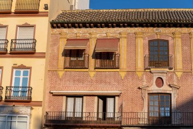 Malaga İspanya 'daki Plaza de la Constitucin' in mimari manzarası