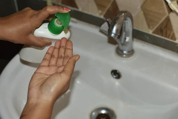 Lavarsi Mani Con Sapone Bagno Prevenzione Controllo Delle Infezioni Focolai — Foto Stock