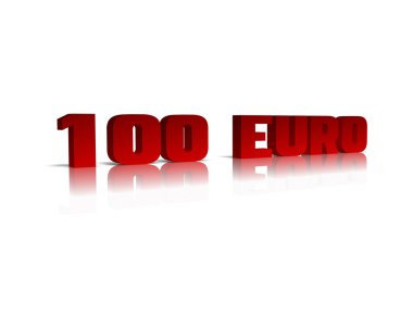 100 euro 3d kelime yansıması ile