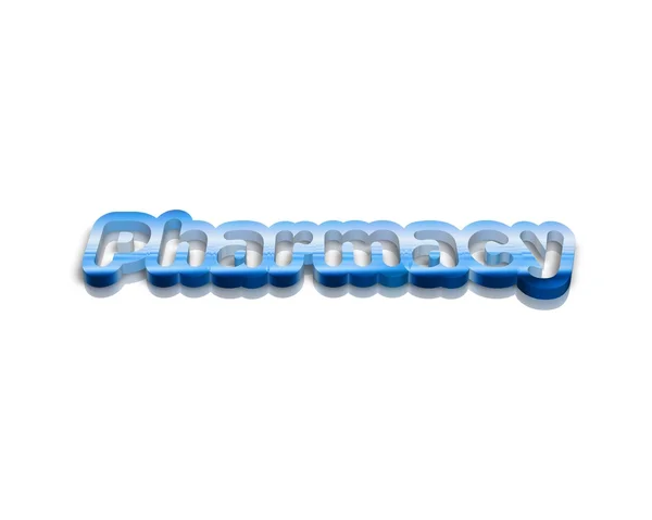 Gyógyszertár 3d szó tükörképe — Stock Fotó