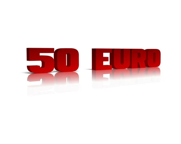 50 euro 3d woord met reflectie — Stockfoto