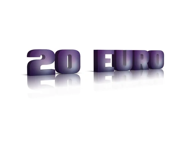 20 euro 3d kelime yansıması ile — Stok fotoğraf