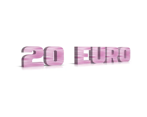 20 euro palabra 3d con reflexión —  Fotos de Stock