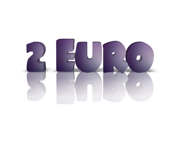 2 euro 3d word with reflection — Stock Photo, Image