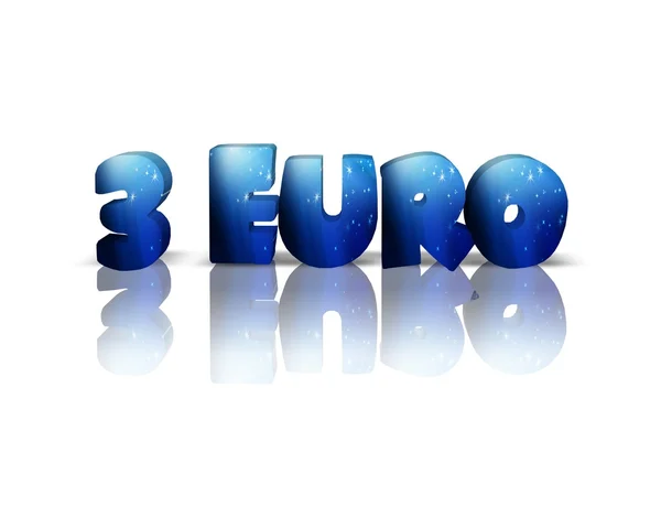 3 euro 3d word with reflection — Stock Photo, Image