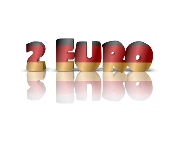 2 euro 3d kelime yansıması ile — Stok fotoğraf