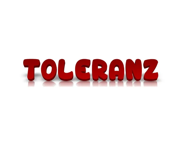 Slovo Toleranz 3d s odleskem — Stock fotografie
