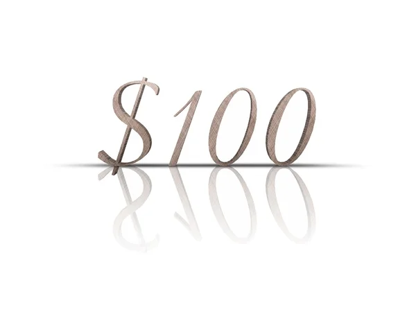 100 $3d palavra com reflexão — Fotografia de Stock