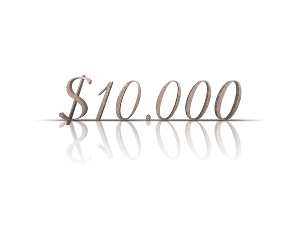 10.000 $3d palavra com reflexão — Fotografia de Stock