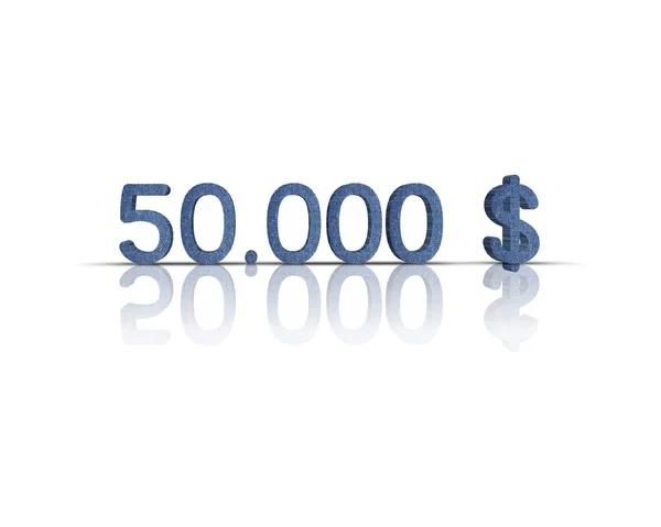 50.000 $ 3d woord met reflectie — Stockfoto