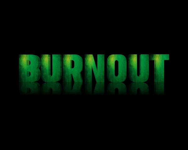 Burnout 3d word with reflection — Stock Photo, Image