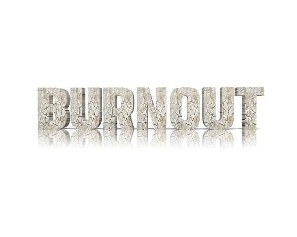 Burnout 3d slovo s odrazem — Stock fotografie