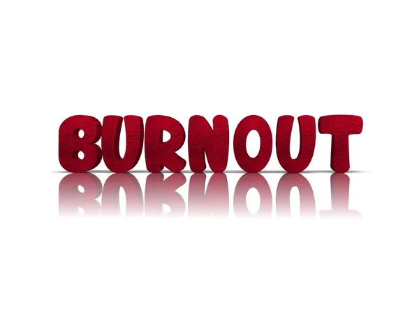 Burnout 3d slovo s odrazem — Stock fotografie