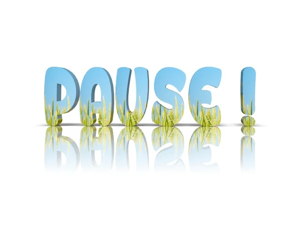 Pause 3d word  with reflection — Stock Photo, Image
