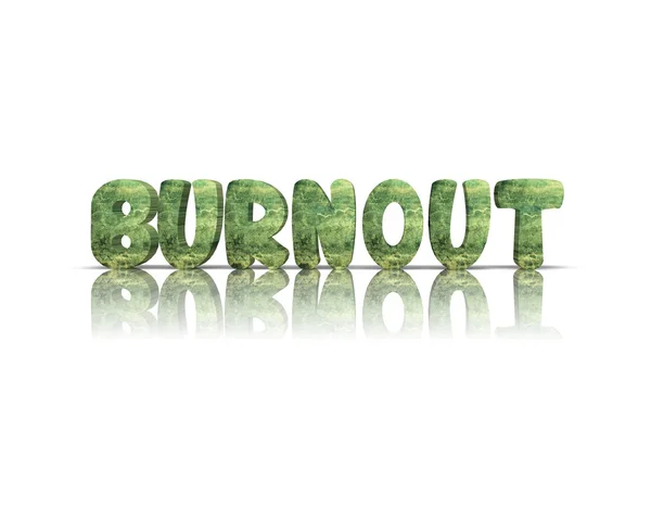 Burnout 3D-Wort mit Reflexion — Stockfoto