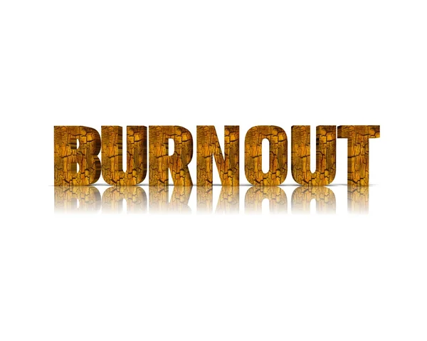 Burnout 3d word with reflection — Stock Photo, Image