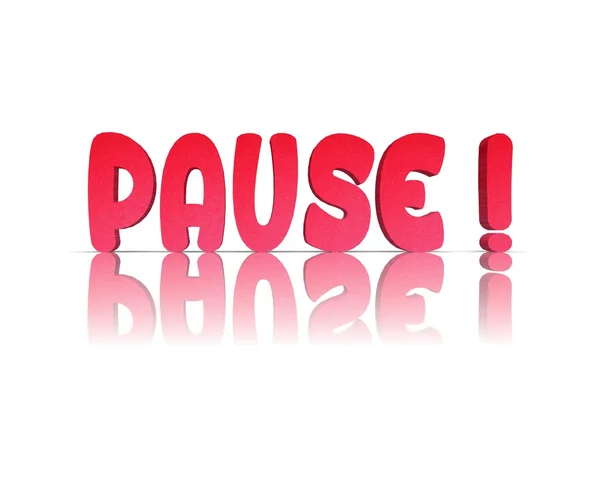Pause 3d word  with reflection — Stock Photo, Image