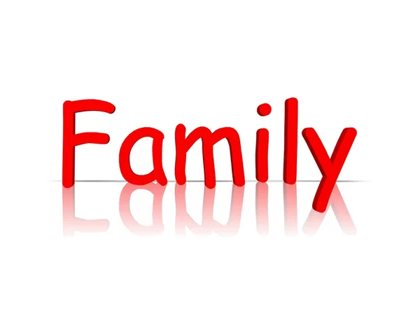 Familia 3d palabra con reflexión — Foto de Stock