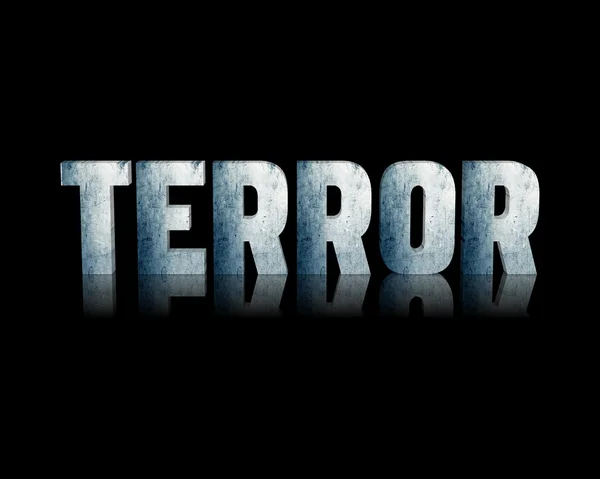 Терор 3d слово з відображенням — стокове фото