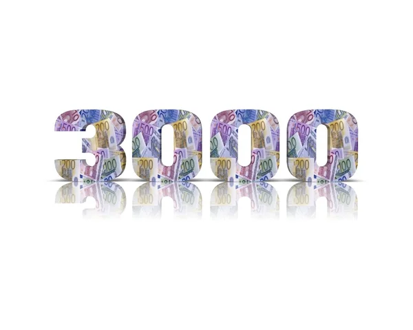 3000 euro 3D-woord Stockafbeelding