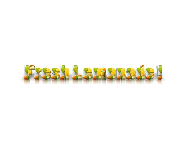 Fresca limonata parola 3d con riflessione — Foto Stock