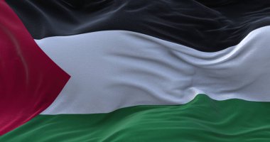 Filistin bayrağı rüzgarda dalgalanıyor. 3B görüntüleme.