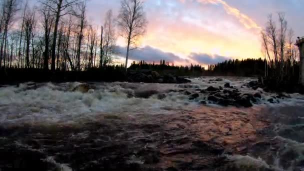 Una Amplia Vista Del Timelapse Agua Fluyendo Del Río Las — Vídeos de Stock