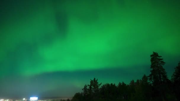 Zeitraffer Von Polarlichtern Nordschweden Mit Tanzendem Grünen Und Lila Licht — Stockvideo