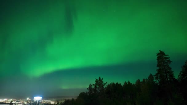 Zeitraffer Von Polarlichtern Nordschweden Mit Tanzendem Grünen Und Lila Licht — Stockvideo