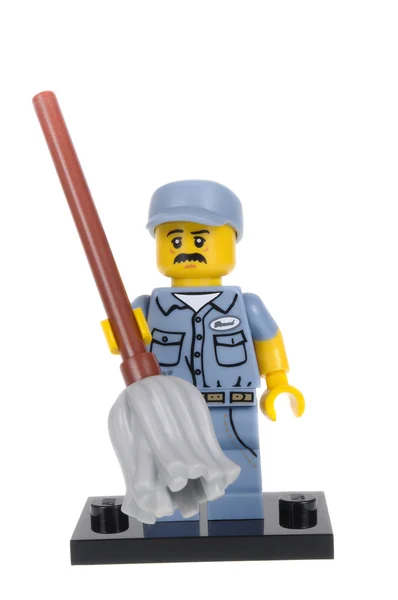 Janitor Lego Series 15 Minifigure — Zdjęcie stockowe