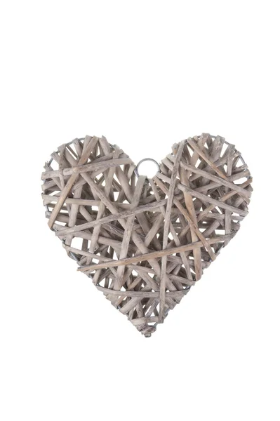 An Isolated Wicker Heart — Stock Photo, Image