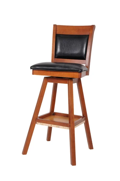 Старый деревянный и черный виниловый стул — стоковое фото