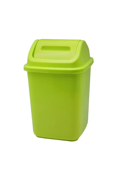 Green plastic benchtop bin — Stock Photo, Image