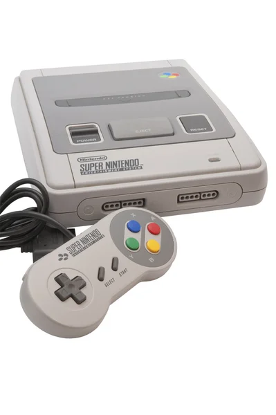 Super konsola Nintendo i kontroler — Zdjęcie stockowe