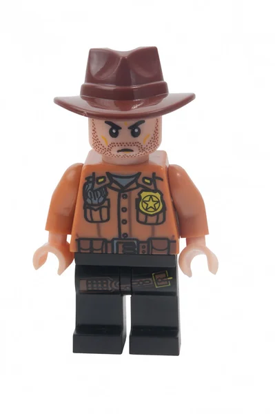 Rick grimes benutzerdefinierte lego minifigur — Stockfoto