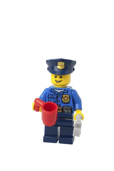 크리스마스 경찰관 레고 피겨 스톡 사진