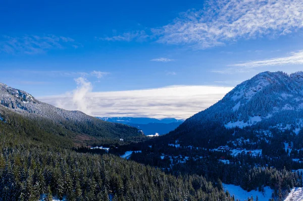 Flygfoto Från Vinterdalen Från Skidorten — Stockfoto