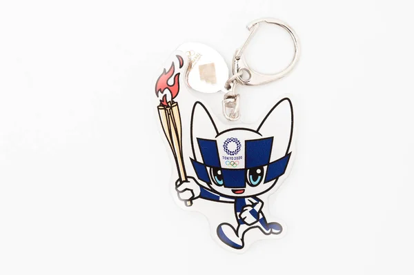 Tokio Japonia Stycznia 2021 2020 Tokyo Olympic Mascot Miraitowa Keychain — Zdjęcie stockowe