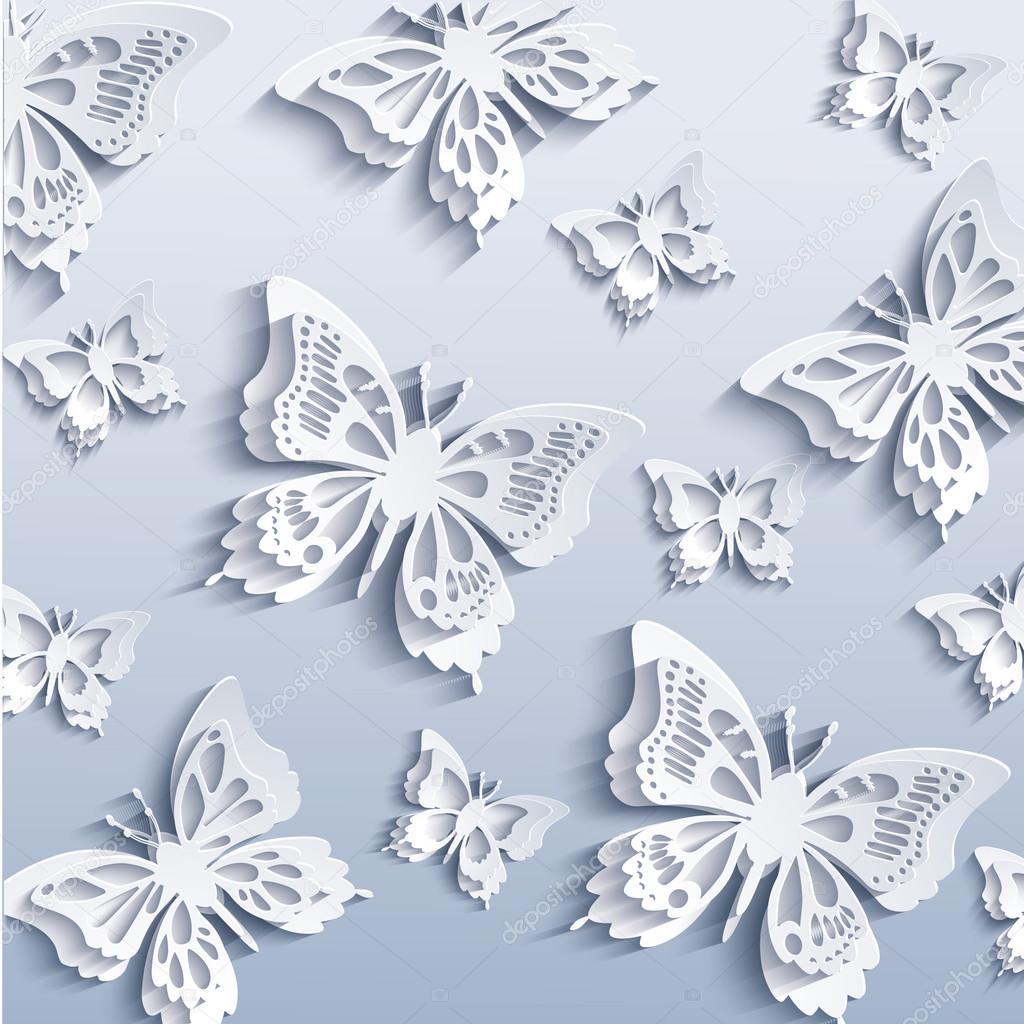 Abstract vector background with paper butterfly