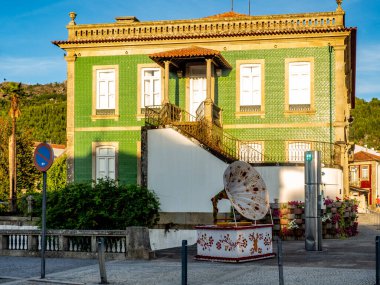 Vila Nova de Cerveira , Portugal; September 2020: decoration of the streets with crochet handicrafts with musical motifs
