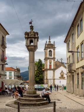 Vila Real, Portekiz; Ağustos 2020: Pelourinho veya Adalet Yuvarlak Vila Real, Alto Douro 'nun en önemli şehri.