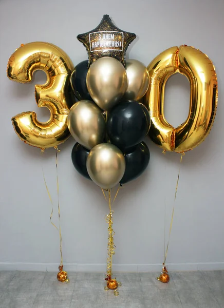 Balões Pretos Dourados Por Anos — Fotografia de Stock
