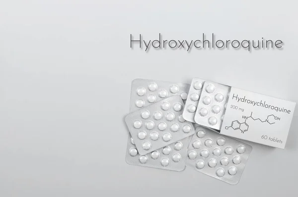 Hydroxychloroquine Als Mogelijke Behandeling Van Het Coronavirus Concept Tabletten Dozen — Stockfoto