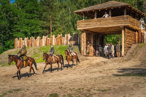 Cedynia Poland June 2019 Historical Reenactment Battle Cedynia Army Mieszko — Stock Photo, Image